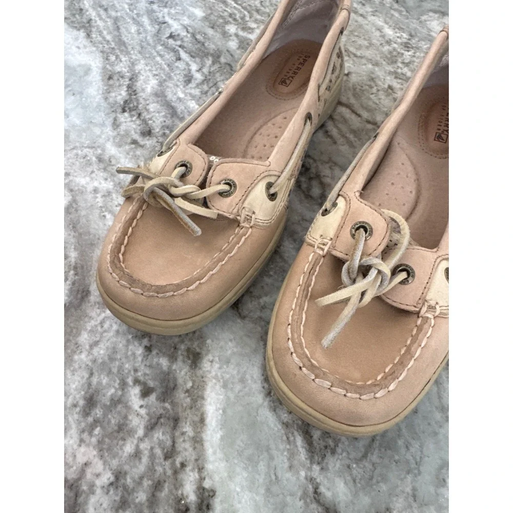 Sperry Top-Sider Angelfish Leopard Sequined Boat Shoes-Brown/Tan-Women‎ sz 7.5M